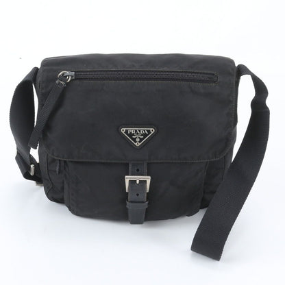 Prada White Tag Tessuto Nylon Triangle Logo Leather Shoulder Bag