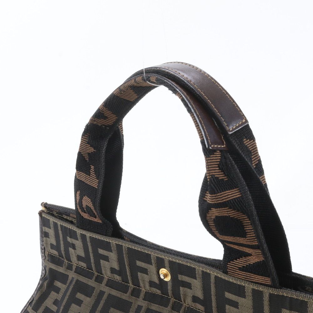 Fendi FF Zucca Leather Tote Shoulder Hand Brown — view 2