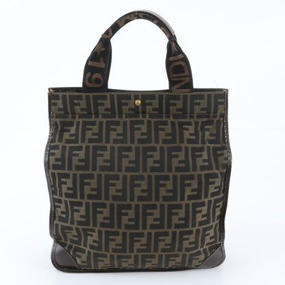 Fendi FF Zucca Leather Tote Shoulder Hand Brown