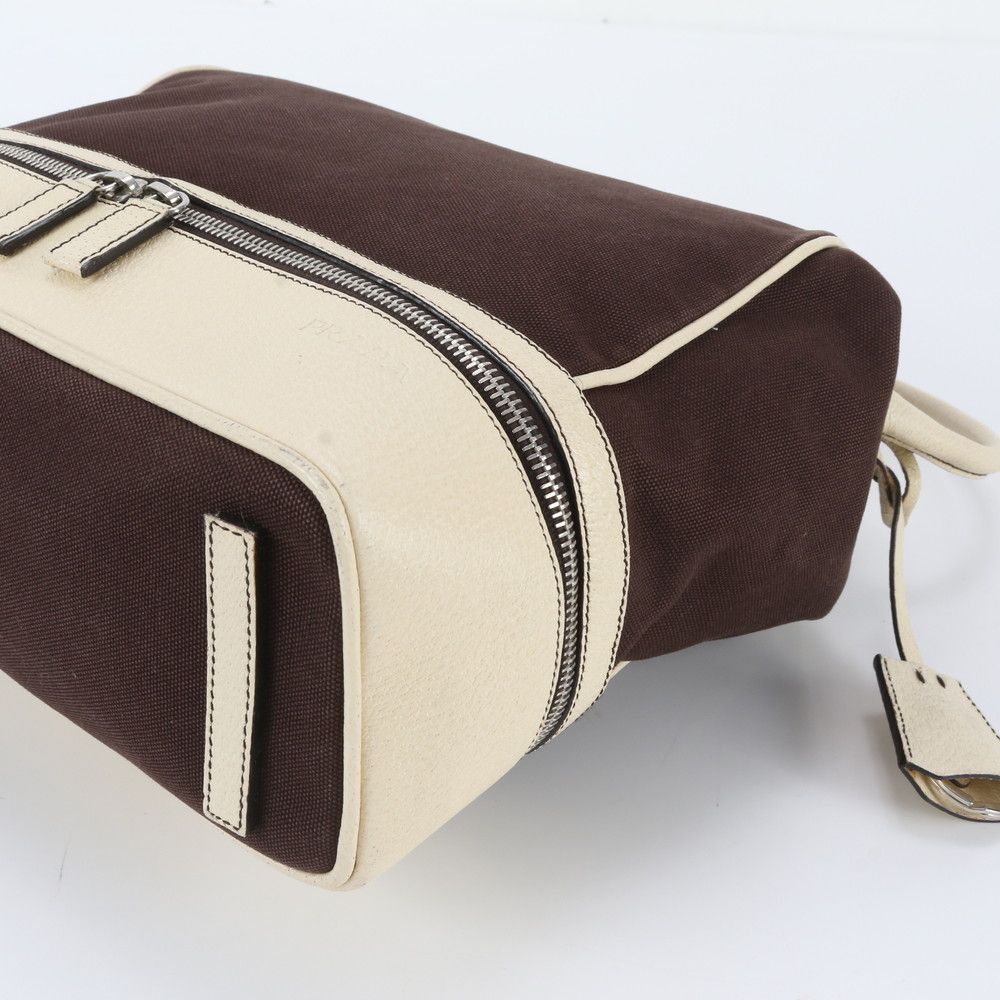 Prada Canapa Cerniera Leather Shoulder Bag Tote Hand Silver — view 4