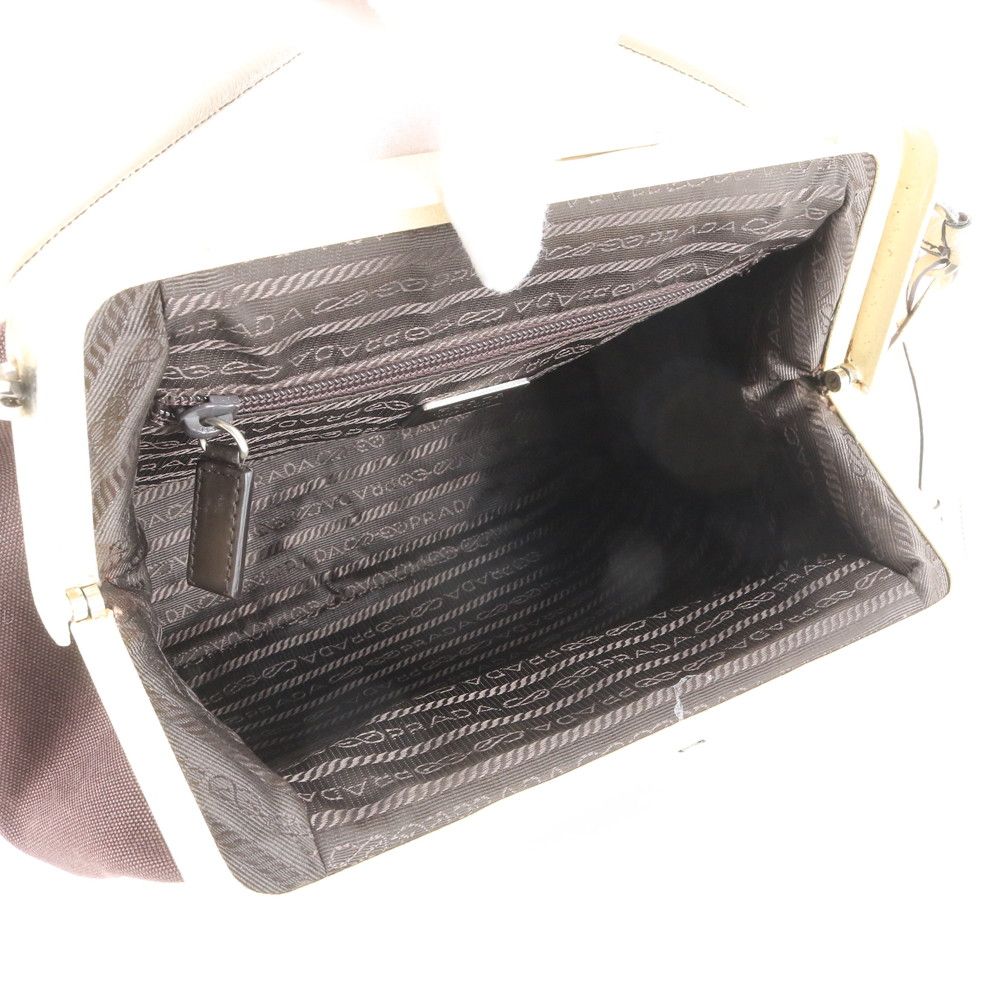 Prada Canapa Cerniera Leather Shoulder Bag Tote Hand Silver — view 7