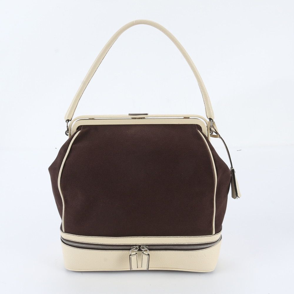 Prada Canapa Cerniera Leather Shoulder Bag Tote Hand Silver