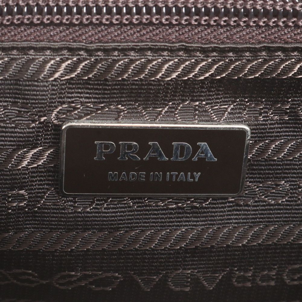 Prada Canapa Cerniera Leather Shoulder Bag Tote Hand Silver — view 8