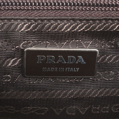 Prada Canapa Cerniera Leather Shoulder Bag Tote Hand Silver — view 8