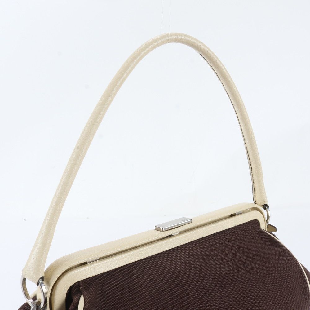 Prada Canapa Cerniera Leather Shoulder Bag Tote Hand Silver — view 2