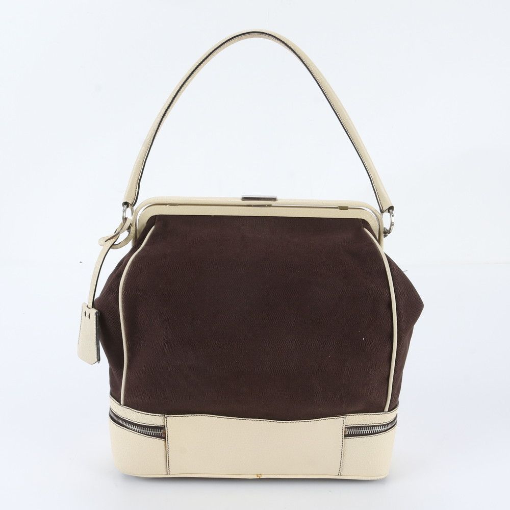 Prada Canapa Cerniera Leather Shoulder Bag Tote Hand Silver — view 3