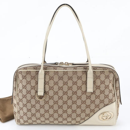 Gucci GG Canvas New Brit Leather Tote