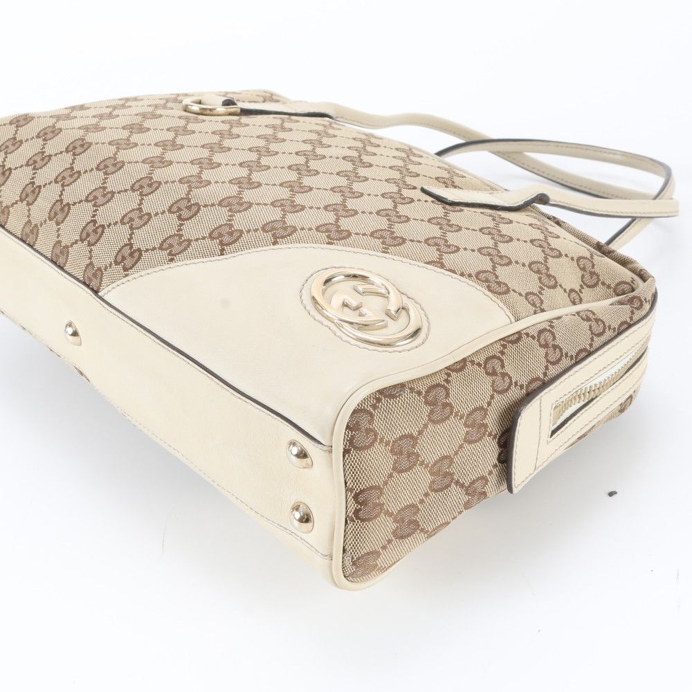 Gucci GG Canvas New Brit Leather Tote — view 4