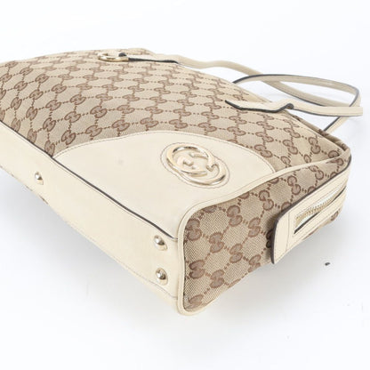 Gucci GG Canvas New Brit Leather Tote — view 4