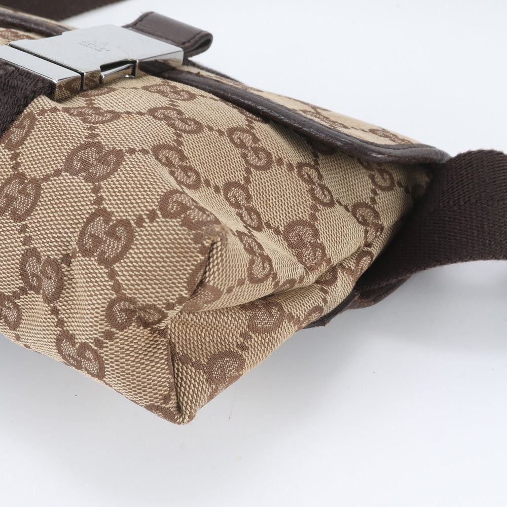 Gucci GG Canvas Leather 2-Way Belt Bag Crossbody Body Waist Pouch — view 5