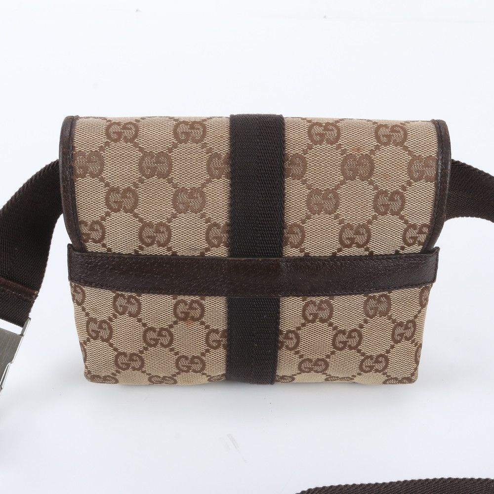 Gucci GG Canvas Leather 2-Way Belt Bag Crossbody Body Waist Pouch — view 4