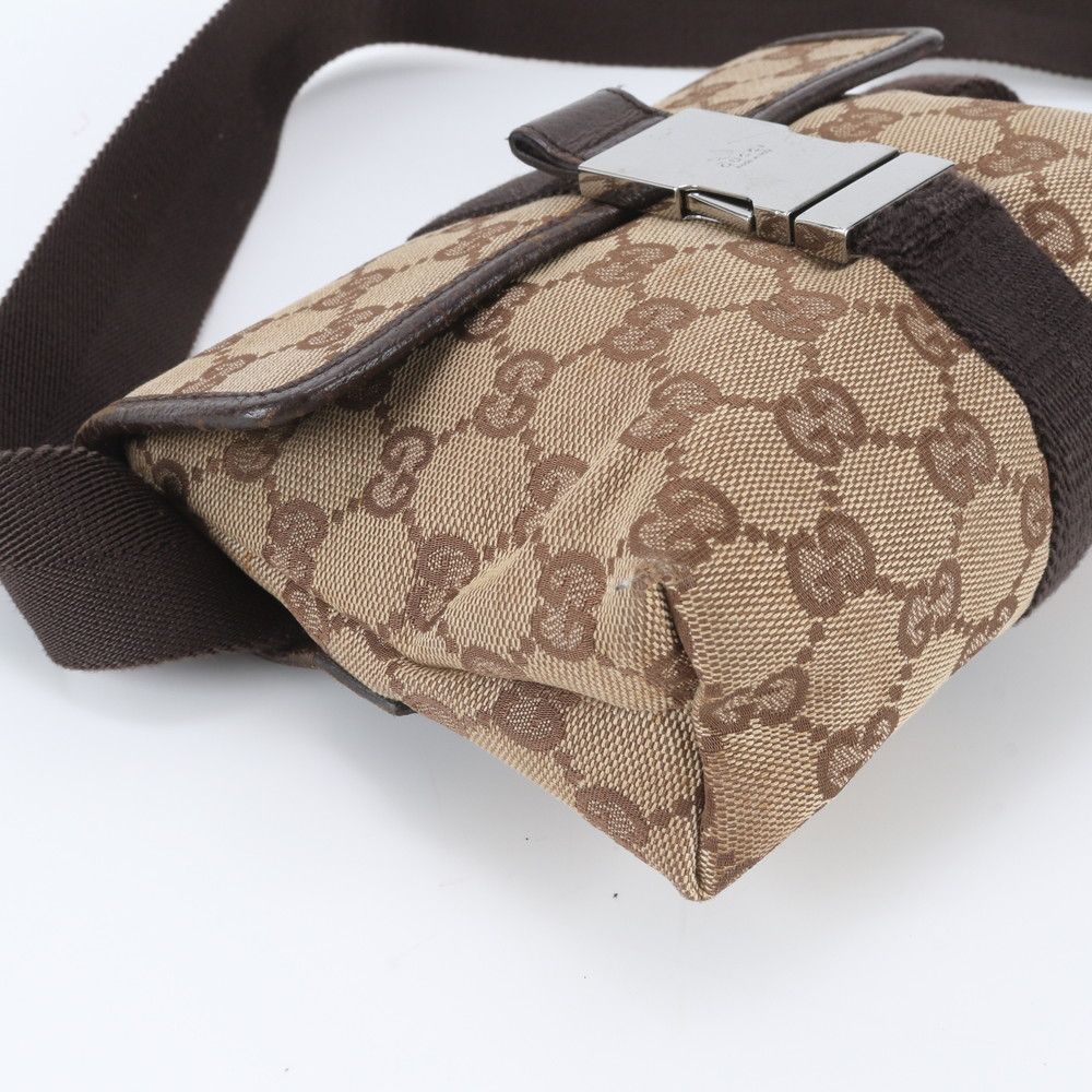 Gucci GG Canvas Leather 2-Way Belt Bag Crossbody Body Waist Pouch — view 7