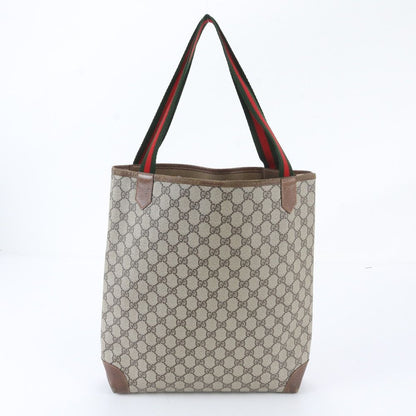 Gucci Vintage GG Supreme Sherry Line Leather Tote Shoulder Business — view 3