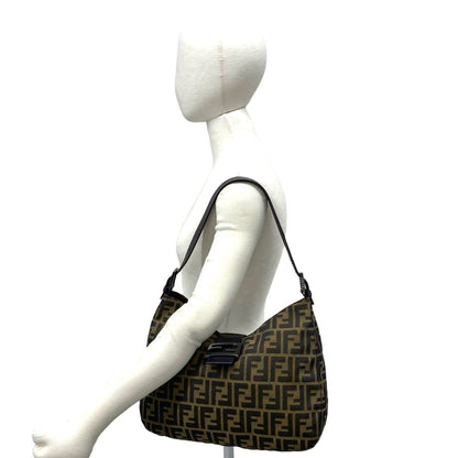 Fendi Vintage Mamma Bucket Zucca FF Pattern Canvas Leather Shoulder Bag Brown — view 2