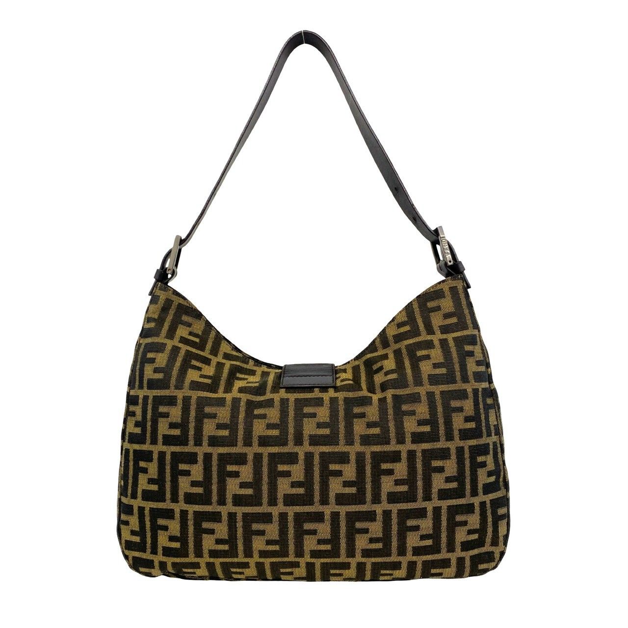 Fendi Vintage Mamma Bucket Zucca FF Pattern Canvas Leather Shoulder Bag Brown — view 3