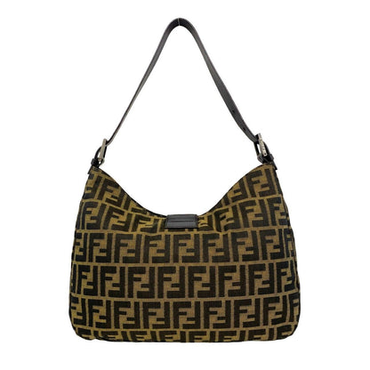 Fendi Vintage Mamma Bucket Zucca FF Pattern Canvas Leather Shoulder Bag Brown — view 3