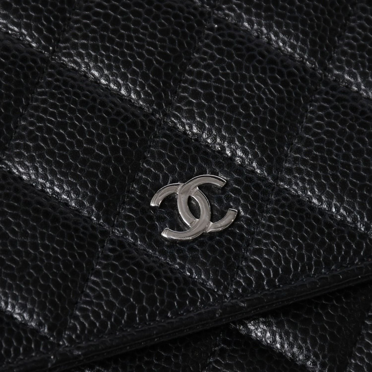 Chanel Wallet Quilted Classic Chain Caviar Leather CC Logo Black Shoulder Bag — view 7