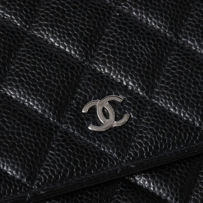 Chanel Wallet Quilted Classic Chain Caviar Leather CC Logo Black Shoulder Bag — view 7