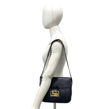 Celine Vintage Carriage Leather Shoulder Bag Pochette Black — view 2