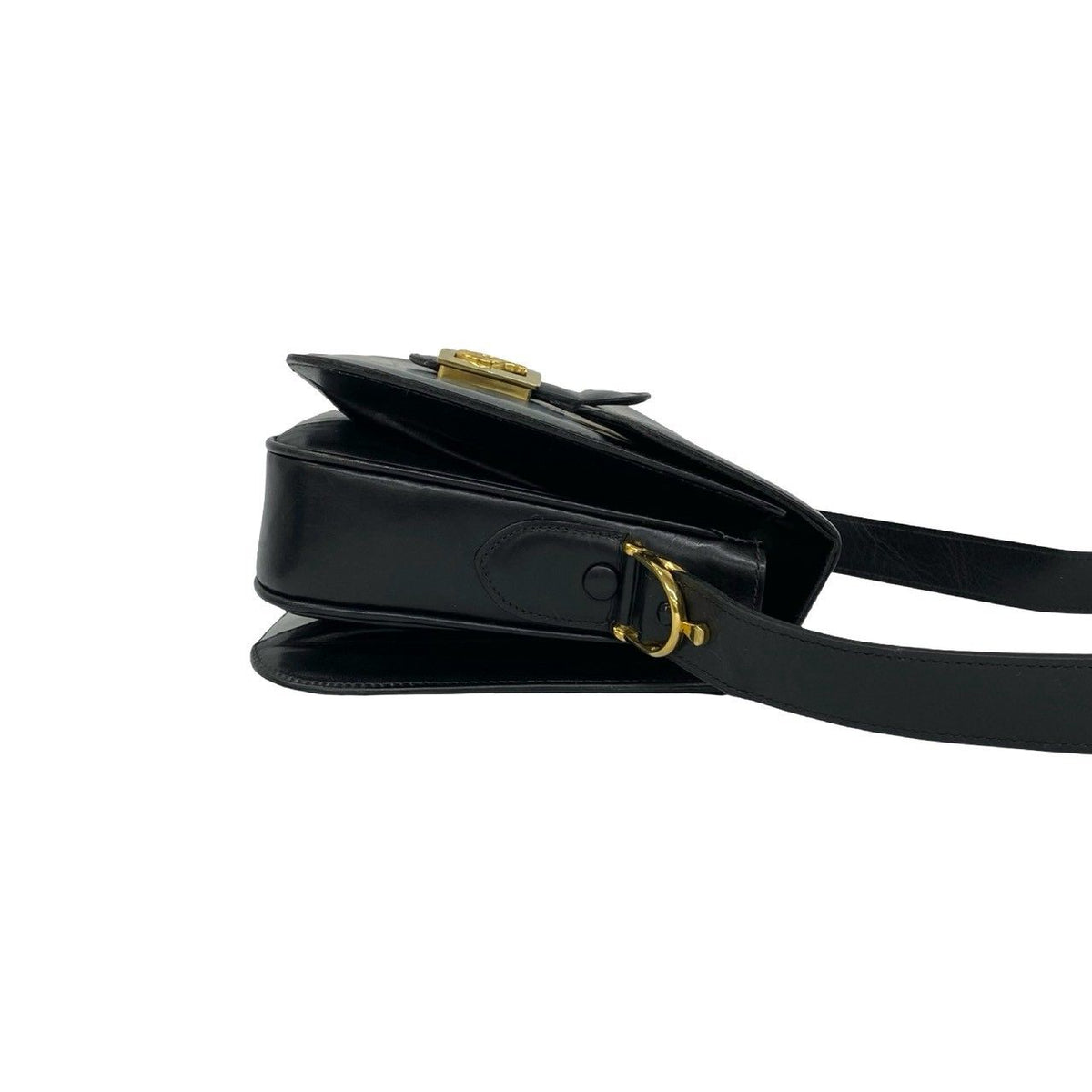 Celine Vintage Carriage Leather Shoulder Bag Pochette Black — view 6