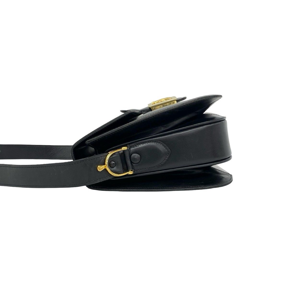 Celine Vintage Carriage Leather Shoulder Bag Pochette Black — view 5