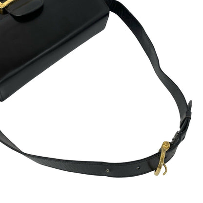 Celine Vintage Carriage Leather Shoulder Bag Pochette Black — view 4