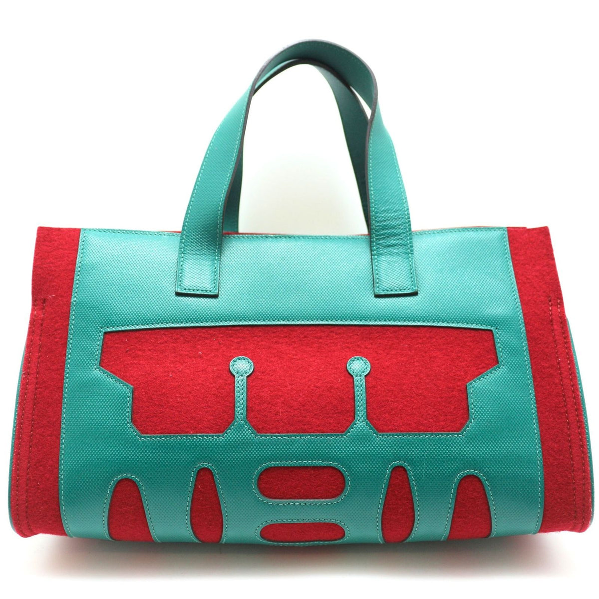 Hermes Petit H Tote PM Felt Gran Ash Red Green