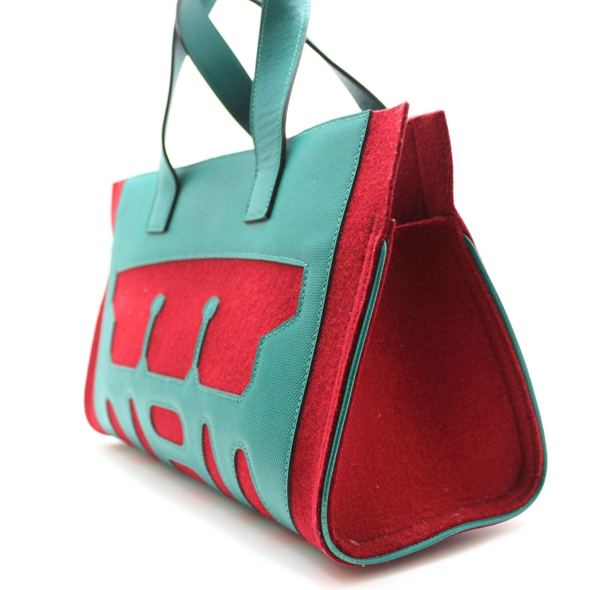 Hermes Petit H Tote PM Felt Gran Ash Red Green — view 3