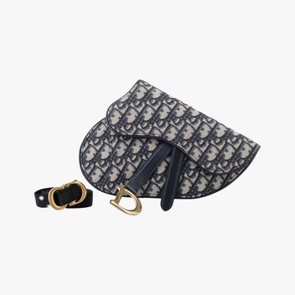 Dior Saddle Navy Jacquard Leather Shoulder Bag