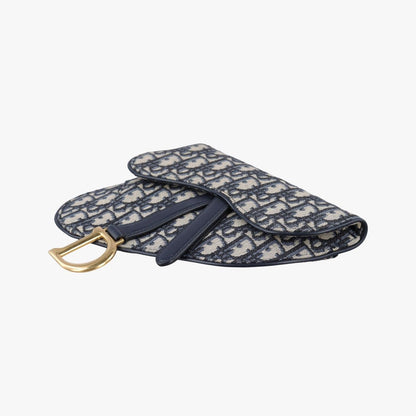 Dior Saddle Navy Jacquard Leather Shoulder Bag — view 4