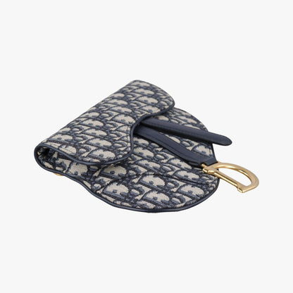 Dior Saddle Navy Jacquard Leather Shoulder Bag — view 5