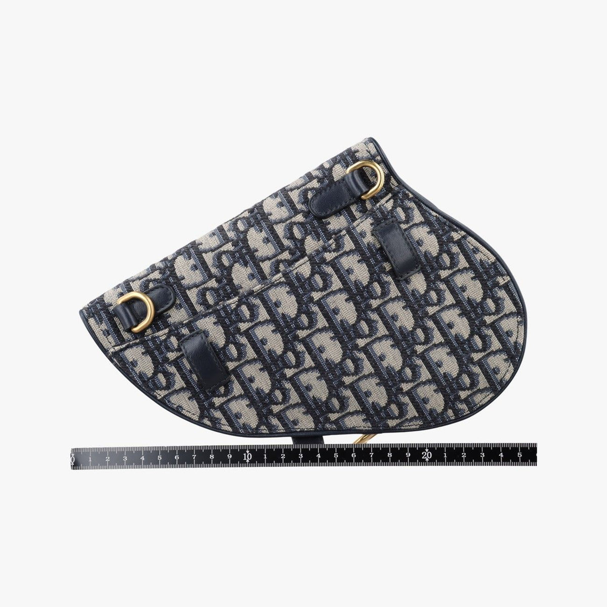 Dior Saddle Navy Jacquard Leather Shoulder Bag — view 2