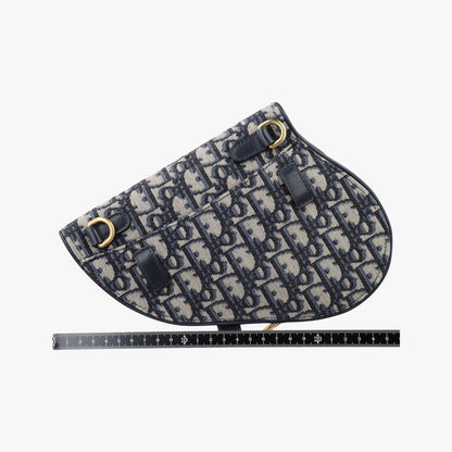 Dior Saddle Navy Jacquard Leather Shoulder Bag — view 2