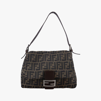 Fendi Baguette Zucchino Brown Canvas Shoulder Bag