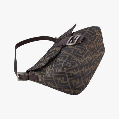 Fendi Baguette Zucchino Brown Canvas Shoulder Bag — view 5