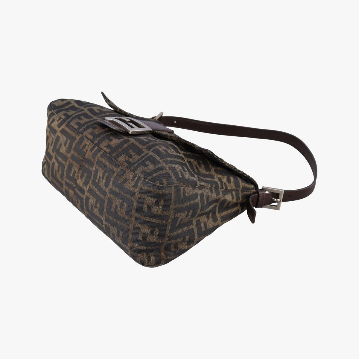 Fendi Baguette Zucchino Brown Canvas Shoulder Bag — view 4