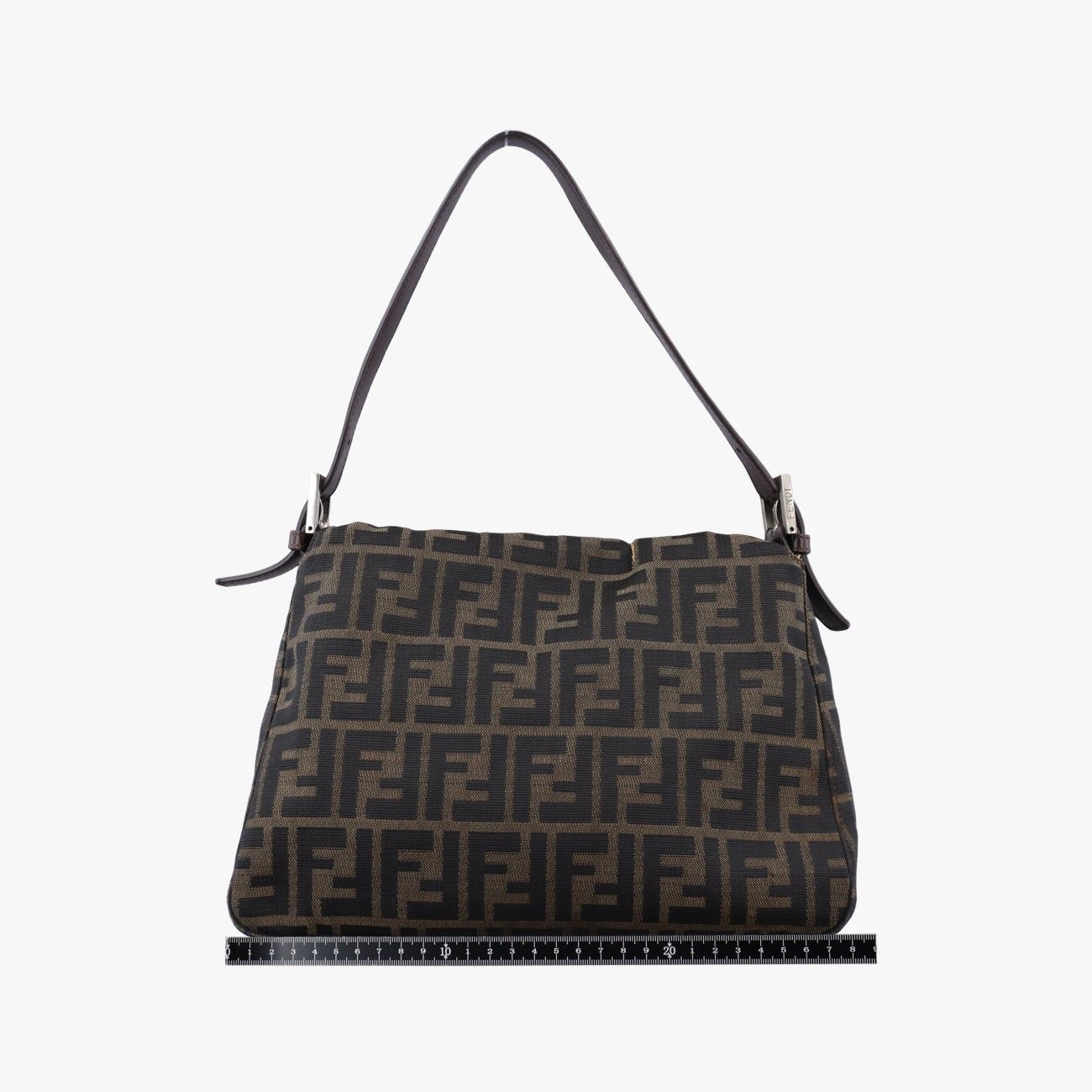Fendi Baguette Zucchino Brown Canvas Shoulder Bag — view 2