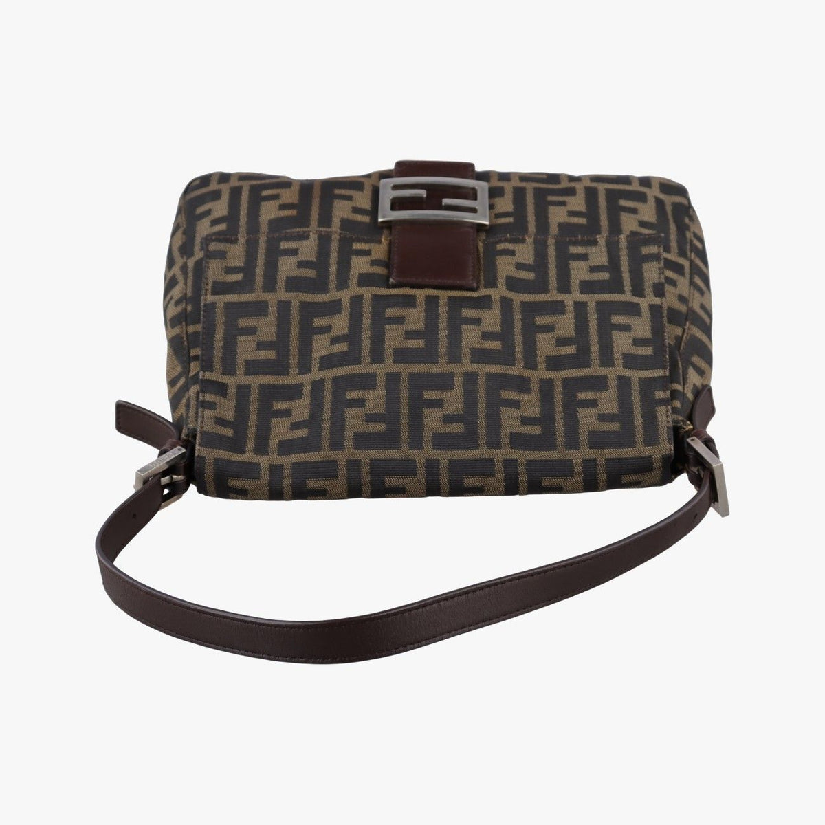 Fendi Baguette Zucchino Brown Canvas Shoulder Bag — view 8