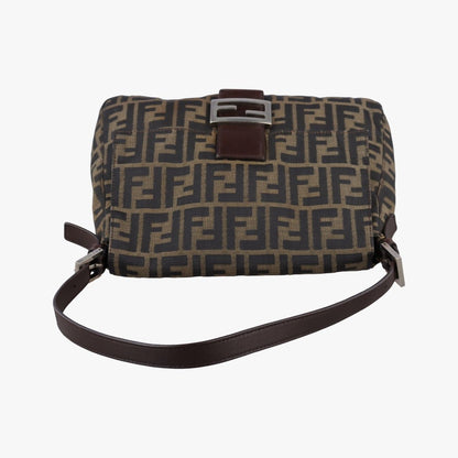 Fendi Baguette Zucchino Brown Canvas Shoulder Bag — view 8