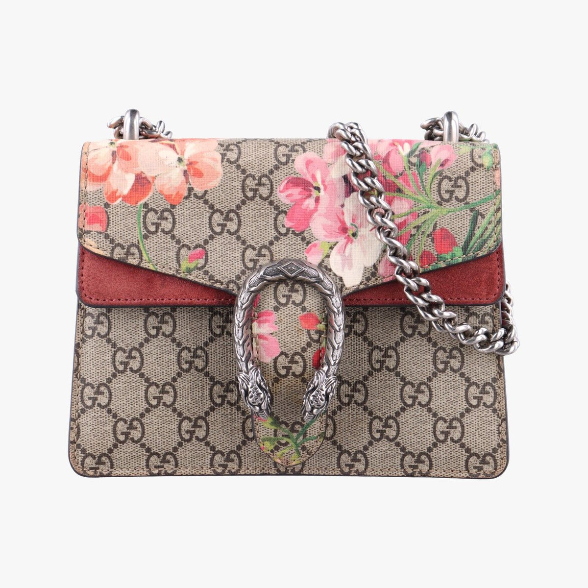 Gucci Dionysus Beige Red Multicolor Suede Shoulder Bag