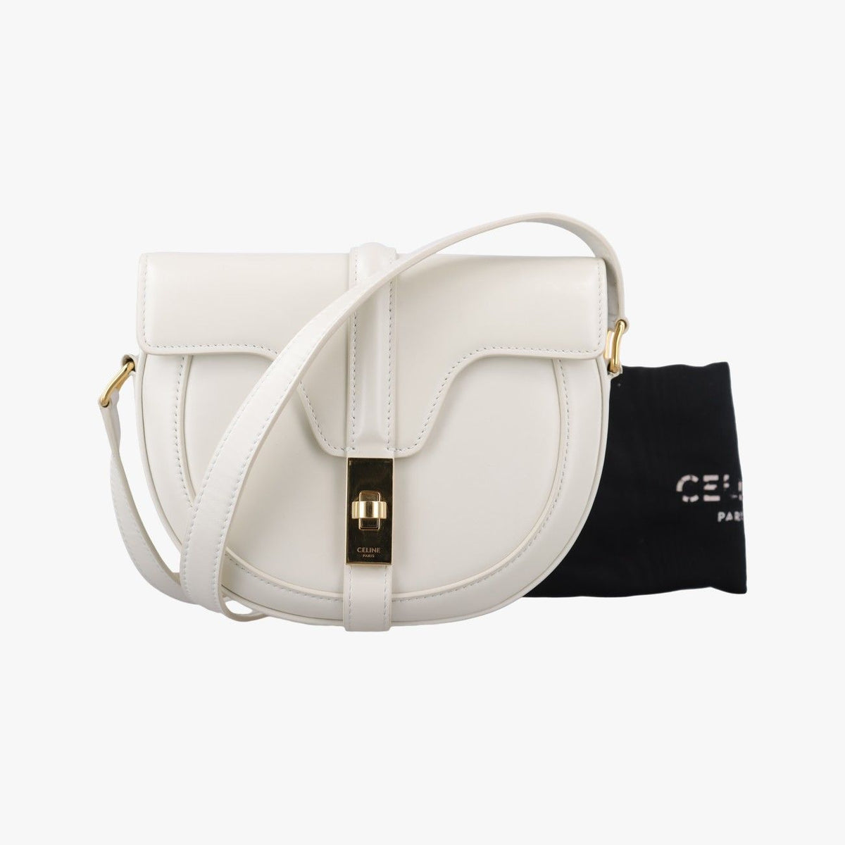 Celine Small Besace White Leather Shoulder Bag