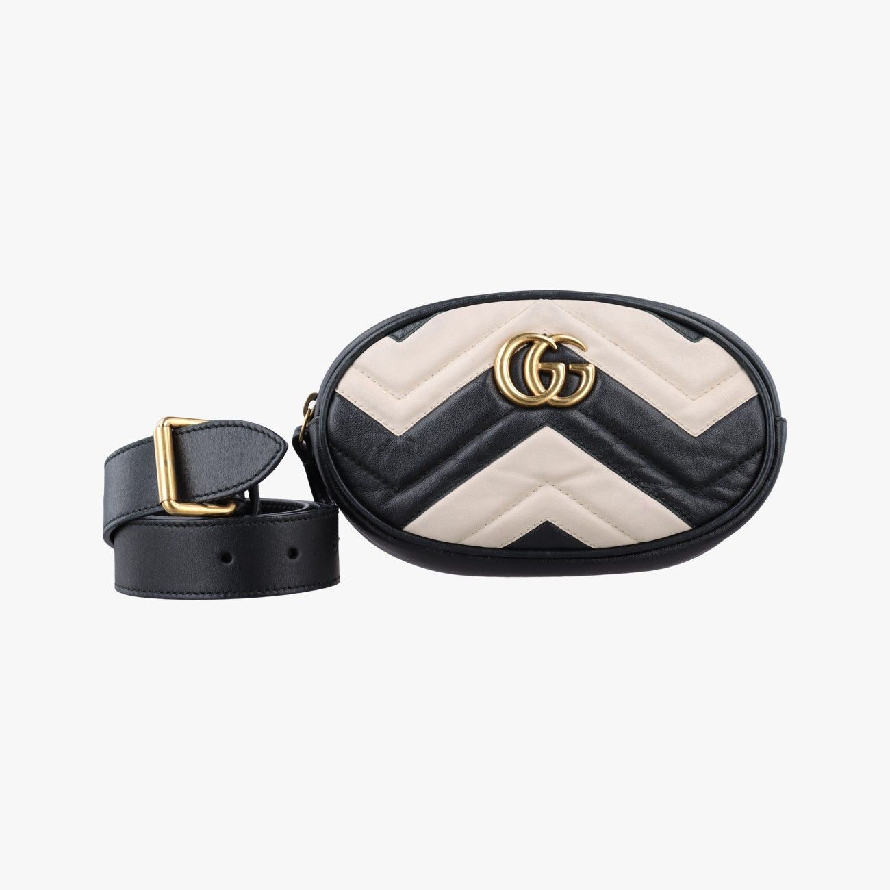 Gucci GG Marmont Black White Leather Handbag