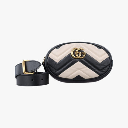 Gucci GG Marmont Black White Leather Handbag