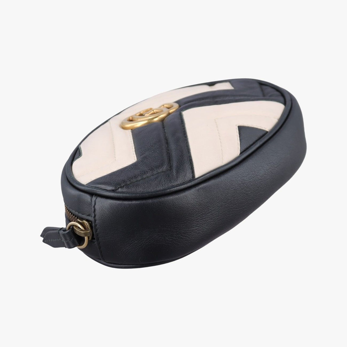 Gucci GG Marmont Black White Leather Handbag — view 5