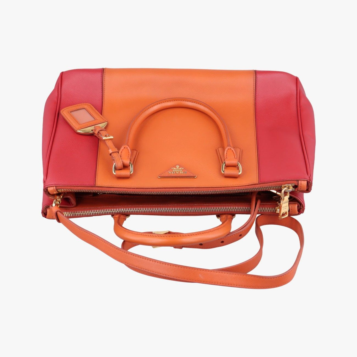 Prada Galleria Orange Red Saffiano Leather 31 Clutch — view 8