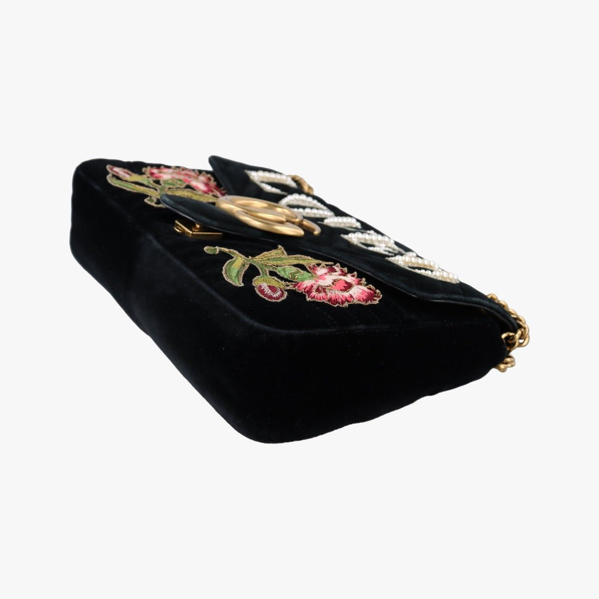 Gucci GG Marmont Black Multicolor Velour Shoulder Bag — view 4
