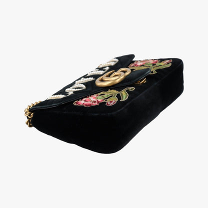 Gucci GG Marmont Black Multicolor Velour Shoulder Bag — view 5