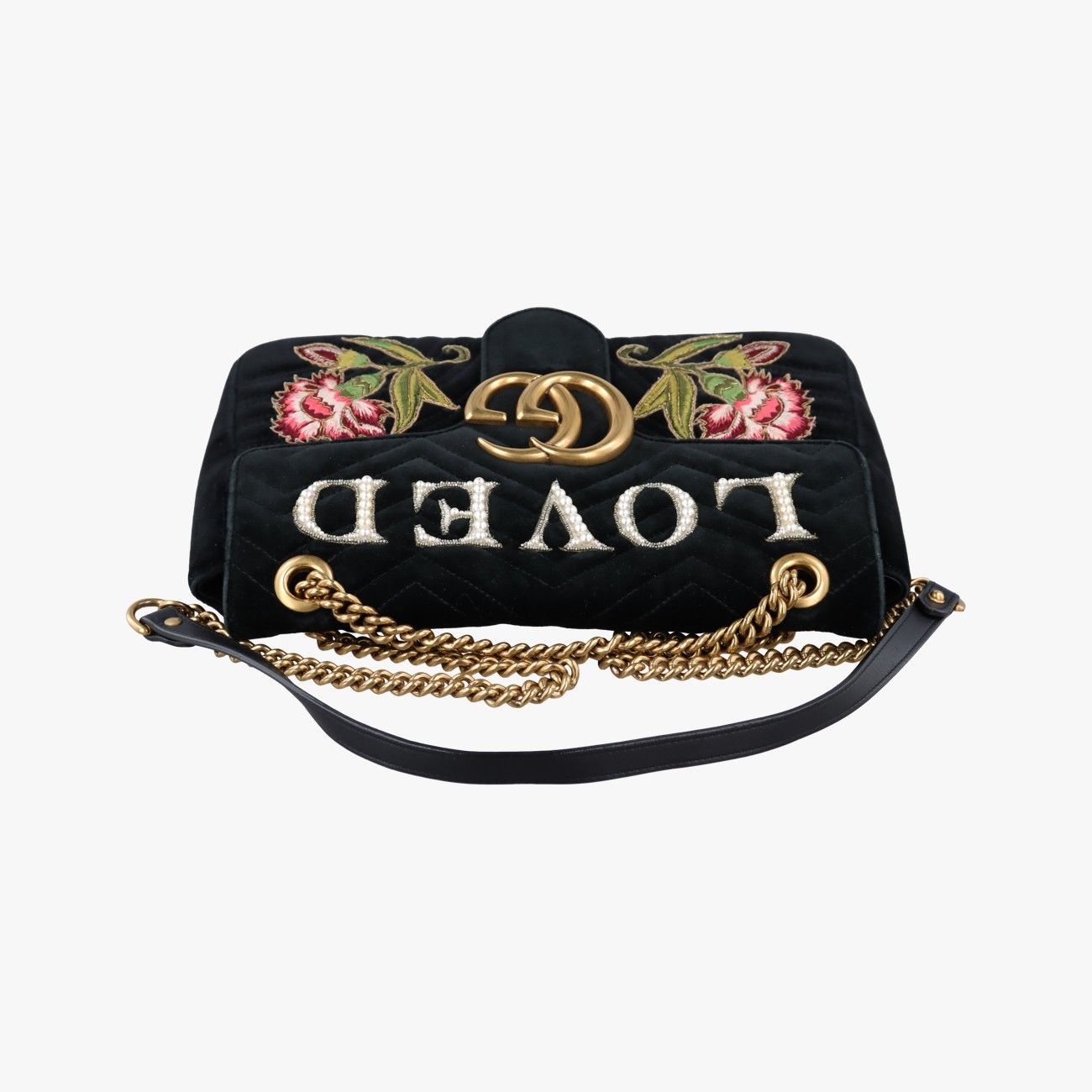Gucci GG Marmont Black Multicolor Velour Shoulder Bag — view 8