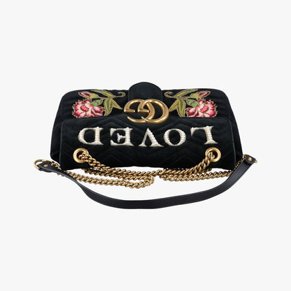 Gucci GG Marmont Black Multicolor Velour Shoulder Bag — view 8