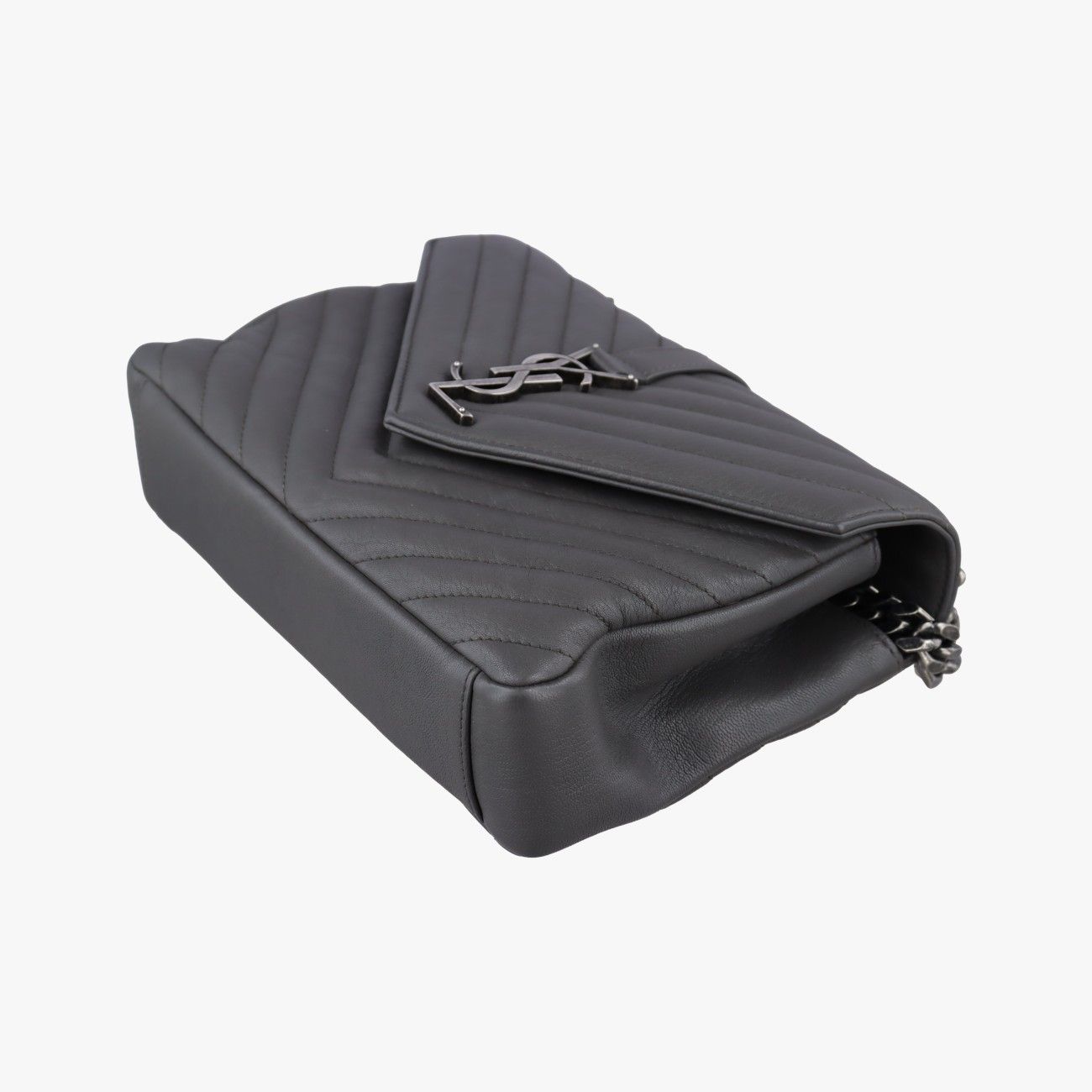 Saint Laurent Carre Gray Leather Shoulder Bag — view 4